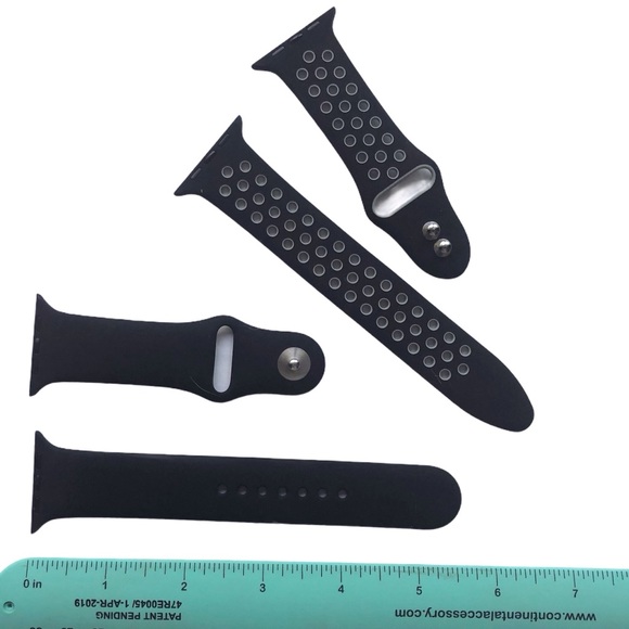 3 Silicone Sport Bands + Bumper Apple Watch 44/45mm M/L Black Gray NEW - Picture 5 of 10